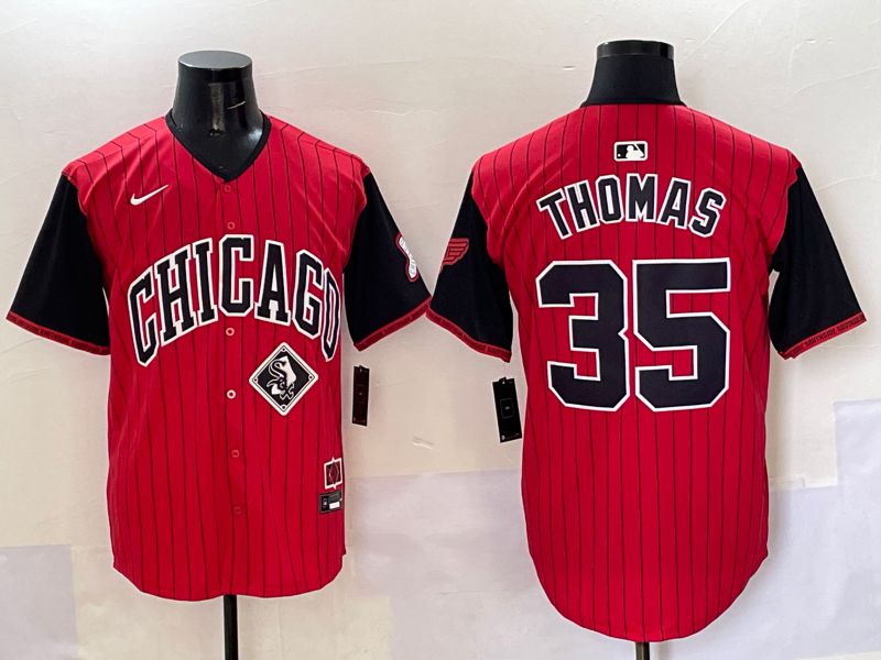 Men 2025 Chicago White Sox #35 Thomas Red Stripe Joint Name Nike MLB Jersey style 45->chicago white sox->MLB Jersey